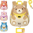 BabbleRoo Toddler Backpack, Kids Backpack - 轻而易举,耐水 Neoprene, Leash for Toddlers 1-3, 反射带 for Visiousity, Animal Backpack, Bob The Bear