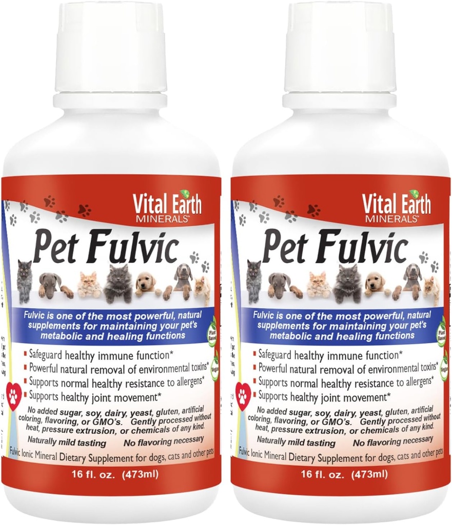 重要地球矿物 Pet Fulvic - 狗过敏救济,联合支助补编16 oz(包2)