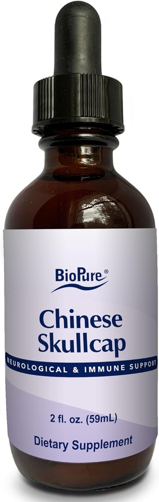 BioPure Chinese Skullcap Herbal Tincture – 支持神经、免疫、循环、微生物平衡和全Body Wellness – 2 fl oz 的生物活性氟化物植物提取量丰富