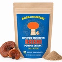 Malama Organic Reishi 蘑菇粉、纯果实体提取、适应性超食品用于免疫支持和安康、100种服务