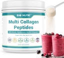 BIO NUTRI Collagen Peptides 多管(I,II,III,V,X),有Biotin & Hyaluronic酸,用于毛发,皮肤,直肠和关节,无味,16oz