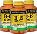 MASON NATURAL B-12 1000Mcg Cyanocobalamin 扩展释放片,60-Count Bottles(第3包)