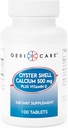 GeriCare Oyster Shell Calcium 500mg + 维生素D, Bone Health,营养补充片, 100 Counters (Pack of 1)