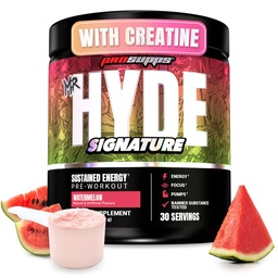 PROSUPS先生 Hyde Signation Pre Working Powder with Creatine, Beta Alanine & Cafeine -- -- 性能、能量和耐力 -- -- 男女清洁健身和健身补充品(Watelon,30名服务员)