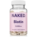 NAKED Biotin 10,000mcg - Max 强维他命 B7 健康头发,皮肤和钉子支持辅助剂 - 非GMO,无Gluten,Vegan - 支持Keratin生产 - 120 Capsules