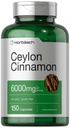 Horbäach Ceylon Cinnamon Capsules → 6000 mg → 150 Counter → Non-GMO & Gluten 免费补编
