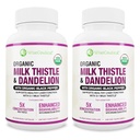 Max 吸收 USDA 有机牛奶 硝酸盐 5:1 集中提取 (2000mg streng) & 有机丹德利翁 根 | Silymarin Antioxidant Flavonoid | Liver 支持补充(60 Counter (Pack of 2))