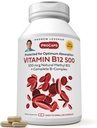 AndreW Lessman 维生素B12 500 720 Capsules - 吸收-保护甲基Cobalamin(天然复合维生素B12),能量和应激支持必需,+ B-复合,容易吞咽 Capsules