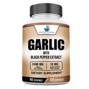 美国标准增产大蒜(Garlic 2400mg) 用黑辣椒水果提取法-Vegan,Gluten Free,Non-GMO,120 Capsules,40个服务