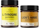 HERBAMA L-Tyrosine and Lion's Mane Kit - 1 000毫克L-Tyrosine & 1000毫克Lion's Mane Gummys - Vegan,非GMO,无盖拉汀 - 2包