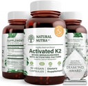 天然营养素全谱维生素K2补充,支持心血管健康,肝功能,元素健康,心脏健康,帮助促进骨骼和牙科健康,75mcg,60 Capsules(3包)