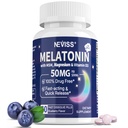 Melatonin 50 mg for Adults - Extra Starge 9-in-1 快溶分语言 - w/维生素D3 & MSM, 放松草药Blend-Ashwagandha,柠檬Balm, Passionflower, Chamomile, Sugar Free, Vegan 60 services