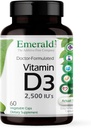 EMERALD LABS 维生素 D3 2500 IU – 支持骨、齿、肌肉、心和免疫健康 - Premium 饮食补充 - 60 蔬菜罐头(60天供应)