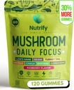 Nutrify 120 Mushromy Gummys Immune 支持和大脑性能复原力及记忆助推 与Reishi, Cordyceps, Turkey Tail, Maitake, Shiitake & Chaga 美味的 Raspberry Flavor Vegan & Sugar Free(无糖)