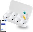DEFI Smart Pillbox,大型,8 Slots, Pill Organizationer, Portable, Bluetooth, 方便使用, 自我护理, 配有警示, 声音和光, Daily, Contract Medicine Holder for Vitamins, Supps, Free Reminder app.
