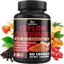 Ceylon Cinnamon Capsules with Berberine HCl, Apple Cider Vinegar, Turmeric, Ginseng, Black Pepper - 6in1 支持免疫函数 - 60 计数