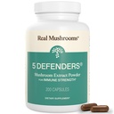 真正的蘑菇 5 捍卫者蘑菇综合体 – 有机适应性蘑菇 与Chaga, Reishi, Turkish Tail, Maitake & Shitake for Wellness Supports – Mushroom Beta Glucan Capsules - 200 Counter (英语).