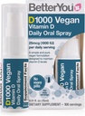 Better You D1000 Vegan Vitamin D 口腔喷洒 - 药片的方便替代品 - Plant-Origin - 促进强骨、牙齿和免疫系统 - 钙吸收援助 - 100 Daily doss - 0.5 oz