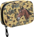 Fustylead Hand Draw Horse and Yellow Flower Leavse Pill for Purse, 每周可移植药盒与Zipper一起储存维他命鱼油药品