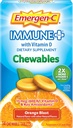 Emergen-C Imune + Chewables 1000mg 维生素C 平板电脑,配有维生素D,免疫辅助饮食豁免补充,橙爆裂火焰 - 14 Counter