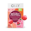 OLLY Focus Buddies L 'OLLY Pops, Cognizin, 维生素B6和B12, Omega-3 ALA, 支持关注焦点和健康脑功能,* 儿童4+饮食补充,西瓜草莓 Flavored, 25 Counter