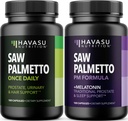 HAVASU NUTRITION Nighttime Saw Palmetto with Melatonin (60 Servings) & Daytime Saw Palmetto Capsules (100 Servings)