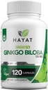HAYAT 维生素 Vegan Ginkgo Biloba - 每架超强500MG,支持大脑功能和记忆支持,认证Halal,120 Capsules,美国制造