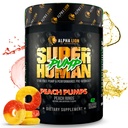 ALPHA LION Superhuman Pump Pre Workout Powder, Nootropic Caffeine & Stim Free Preworkout Supplement, Nitric Oxide Booster, Muscle Gainer, Energy & Focus (42 Servings, Peach Pumps Flavor)