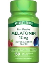 Nature's Truth Melatonin 12 mg → 150 平板电脑 → 快速溶解 → 天然Berry Flavor → Vegan, Non-GMO & Gluten 成人免费补充