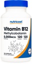 营养成本 维生素B12(甲基乙醇) 5000mcg,120 capsules - 蔬菜卡普斯,Non-GMO,Gluten Free B12 补充