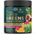 Greens 超级食品 饮料 混合剂 - 能源与古特健康绿色补充剂 混合剂 - 与有机小麦草,螺旋藻,氯菌,消化酶 抗氧化剂与纤维 - Berry Flavor, 30 services