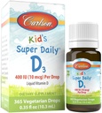 Carlson - Kid's Super D3,儿童维生素D滴滴,每滴400IU,1年供给,心与免疫健康,蔬菜,液体维生素D滴,不味,365滴.
