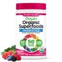 Orgain 有机绿皮粉+50 超级食品,Berry - 1亿 用于消化健康,抗氧化剂,Vegan, Plant-base, Gluten-Free, Non-GMO, Green Juice & Smoothie Drinking Mix - 0.62lb