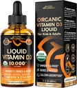 USDA 有机维生素 D3 1000iu - 婴儿、儿童和成人维生素D滴水,怀孕和儿童安全----免疫系统、Mood、骨卫生和肌肉支持----天然橙味----2 fl z,60 ml