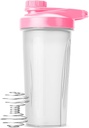 Pen Shaker Bottles先生 - 28 oz, 粉红色蛋白质混合瓶与Whisk Ball, Shaker Bottles for Protein Shakes