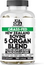 Grass Fed Bovine 5 Organic Complex — Liver, Heart, Kedney, Spleen & Pancreas — Freezt-Dried Glandular 能源,解毒和免疫支持补充 — 180 Capsules