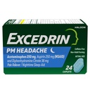 治疗头痛的Excedrin PM, Acetaminophen 250mg, Aspirin 250mg, 二苯胺 Citrate 38mg, Pain Reliever, 夜间睡眠援助, 24 Counter