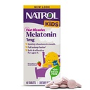 纳特罗尔儿童快速溶解Melatonin 1毫克,休息的饮食补充剂,儿童睡眠药片,40个草莓味的Melatonin药片,40天供应