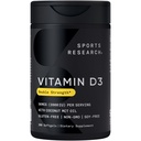 体育研究 维生素 D3 2000 IU 与椰子 MCT Oil - 双强维生素 D 补充 - 非GMO 验证,Gluten & Soy Free – 50mcg,360 液体软胶