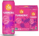 ZYN Turmeric Wellness Drink 6 (Pack), 混合莓脆度 Turmeric Curcumin 与黑辣椒饮料, 无添加糖, 低卡布和低卡罗里饮料, 清洁替代品