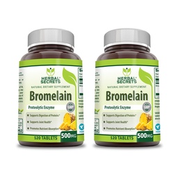 草药秘诀 Bromelain 500 Mg 120 平板电脑 补充 \\ \ \ 包2\ \ \ \ \ NO-GMO \ Gluten Free \ \ =