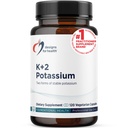 Designs for Health K+2 Potassium - 300mg Two Forms of Potassium - Potassium Bicarbonate + Glycinate Pills - Supplement Support to Help Maintain Healthy Blood Pressure Levels (120 Capsules)
