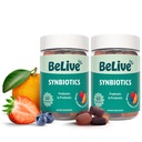 BeLive Synbiotics - Probiotic & Prebiotic Fiber Gummys - 高强度胰岛素(3g),饮食纤维补充,对孩子和成年人的消化支持 - 草莓,柠檬,蓝莓Flavor - 2-Pack