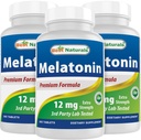 Best Naturals Melatonin 12 mg(1年供应量) - 无药夜眠援助 - Melatonin for Sleep and Relaxation, 365 Counter (365 Counter (Pack of 3)).