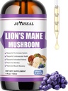 Lions Mane Liquid - 大脑支持,能量,记忆和焦点 - 糖和无酒精的Lions Mane补编 - 4 Fl OZ,4个月供应,葡萄火焰
