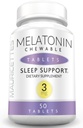 Maurittes Natural Melatonin 3 mg Chewable 药片 - 为儿童、青少年和成年人提供快速动作3 mg 睡眠药片,不爱滋味,不爱滋味,溶解睡眠支持援助,50 Chewables