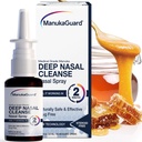 ManukaGuard医疗级 Manuka 蜂蜜天然鼻喷雾,加盐溶液,用于摄入支持、鼻塞和过敏救济、鼻摩擦、新西兰蜂蜜、MGO 600、0.65 fl oz瓶
