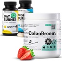 ColonBroom Psyllium Husk粉末,Colon Broom Colon Colon Cleanser Fiber 增殖救济和古特健康+日夜燃烧器增产,重量管理药丸(60种服务),3项