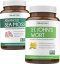 Sea Moss & St. John's Wort (2-Month Supplement) Mood Moss Blend - 有机爱尔兰海 Moss - Raw Vegan 补编 (180 Caps) & St John's Wort with Powerful 900mcg Hypericin Vegan Non-GMO (180 Capsules) (180 Capsules) (英语).