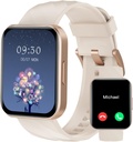 RUIMEN 女子男子智能观察(Answer/Make calls)与iPhone/Android Phone兼容,1.85"HD 屏幕适配性追踪器心率监视器100+运动跟踪器防水(Milky White)
